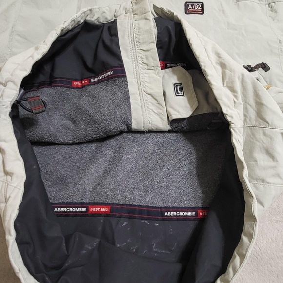 Abercrombie Jacket Mens Extra Large Light Gray Fleece Lined Water Resistant A/92 - Picture 11 of 13